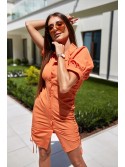 Orange shirt dress with ruffles on the sides FG649 - Online store - Boutique